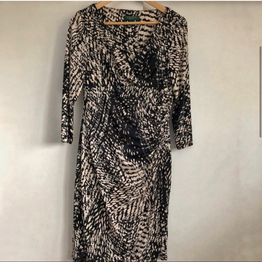 Lauren Ralph Lauren Fitted Faux Wrap Dress